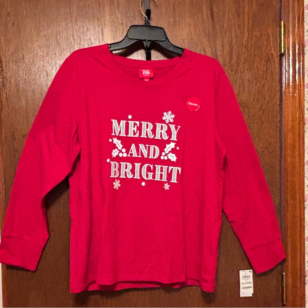Women’s Christmas 2 Piece Pajama set  'Merry and Bright' Print Sz XL. NWT.